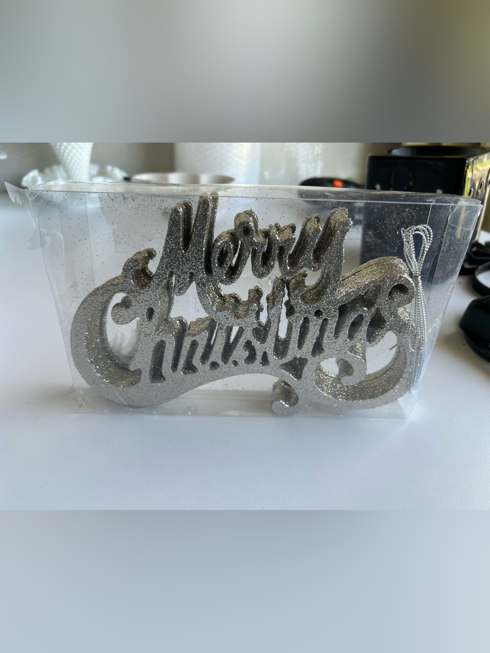 25+ piece Sparkling Silver "Merry Christmas", Snowflake, and tree ornaments